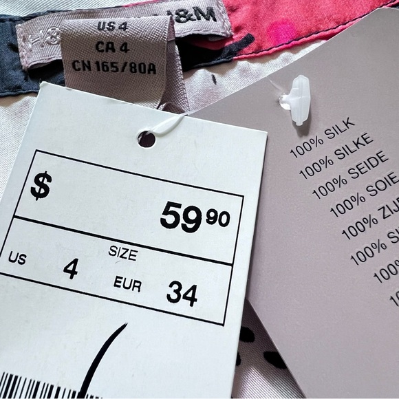 H&M - Pink and Blue Fruit & Flowers Silk Dress - Picture 11 of 12